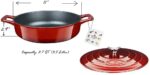 28 cm Enameled Cast Iron Saute Pan.  Capacity: 3.7 Quart (QT) - Matte Black Enamel Interior, 2-Tone Red Porcelain Enamel Exterior - Image 4