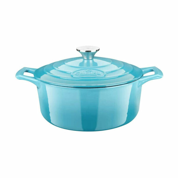 Traditional European-style 5-Piece Enamel Interior Coating Cast Iron Set  for Home Chefs (Teal)