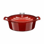 30 cm Enameled Cast Iron Oval Casserole. Capacity, 5-Quart (QT) - Matte Black Enamel Interior, Pale Blue Porcelain Enamel Exterior - Image 2